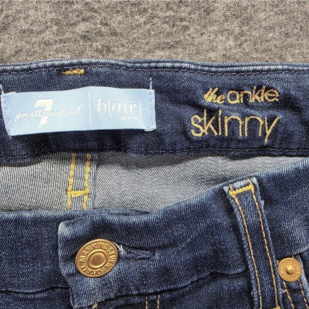 7 For All Mankind Jeans Womens 30 Blue The Ankle Skinny b(air) Distressed NWT - Picture 3 of 11